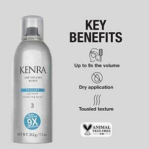 Kenra Dry Volume Burst 3 | Instant Volume Hairspray | Soft Hold Volumizing Spray | Dry Application | All Hair Types | 7.5 oz