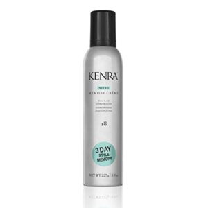 kenra nitro memory crème 18 | firm hold crème mousse | 3 day style memory | 1st nitrogen crème mousse | no stick application | all hair types | 8 fl. oz