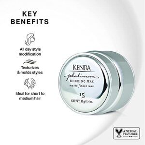 Kenra Platinum Working Wax 15 | Matte Finish Styler | Provides Medium, Flexible Hold | Non-Greasy | Crème-Based Formula To Texturize & Mold Styles | All Hair Types | 1.4 fl. Oz