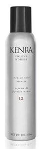 kenra volume mousse 12 | medium hold mousse | non-drying, non-flaking lightweight formulation |styling control without stiffness or stickiness | tames frizz & conditions | all hair types | 8 oz