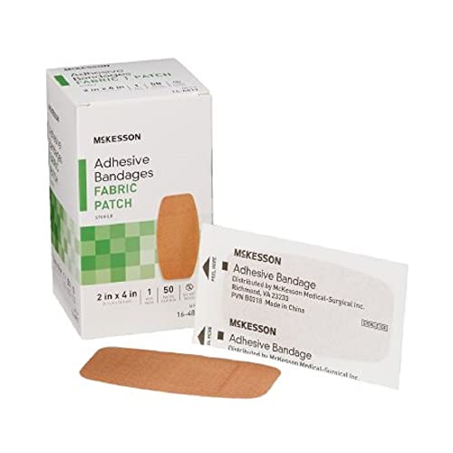 McKesson Adhesive Bandage Patch, 2 x 4 Inch Fabric, Box of 50