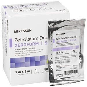 mckesson xeroform petrolatum dressing – impregnated gauze dressings for burn and wound care – 1 in x 8 in, 8 pack