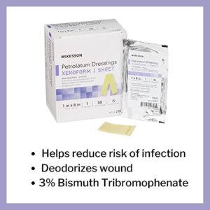 McKesson Xeroform Petrolatum Dressing - Impregnated Gauze Dressings for Burn and Wound Care - 1 in x 8 in, 8 Pack