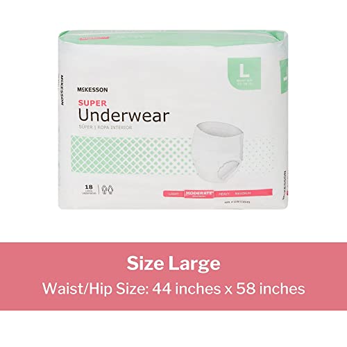 McKesson Super Underwear, Incontinence, Moderate Absorbency, Large, 72 Count