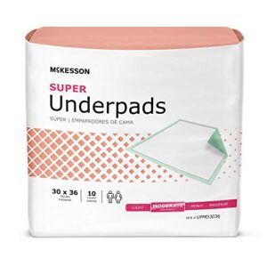 mckesson super underpads, incontinence, moderate absorbency, 30 in x 36 in, 100 count