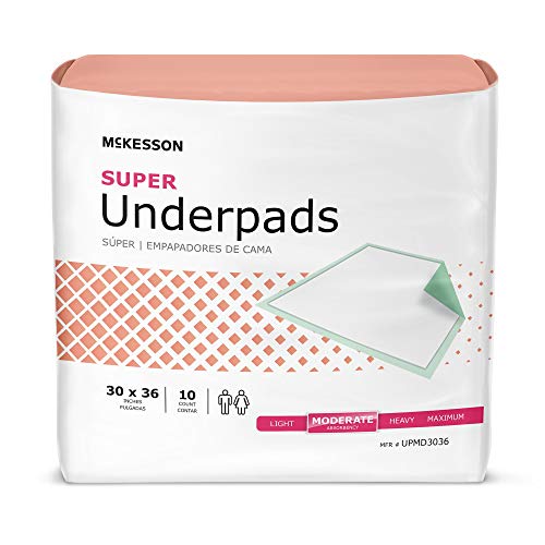 McKesson Super Underpads, Incontinence, Moderate Absorbency, 30 in x 36 in, 100 Count