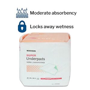 McKesson Super Underpads, Incontinence, Moderate Absorbency, 30 in x 36 in, 100 Count