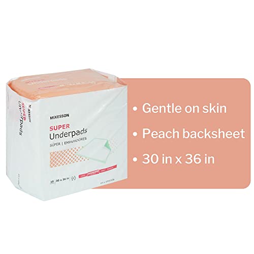 McKesson Super Underpads, Incontinence, Moderate Absorbency, 30 in x 36 in, 100 Count