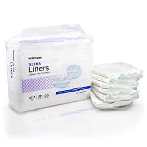 mckesson ultra incontinence liners – heavy absorbency, contoured, unisex, adult – one size fits most, 27 1/5 in long, 20 count, 4 packs, 80 total