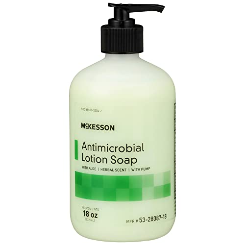 McKesson Antimicrobial Lotion Soap with Pump, Aloe, Herbal Scent, 18 oz, 1 Count