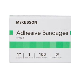 McKesson Adhesive Bandages, Sterile, Fabric Spot, 1 in, 100 Count, 1 Pack