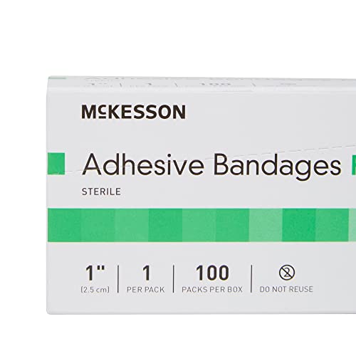 McKesson Adhesive Bandages, Sterile, Fabric Spot, 1 in, 100 Count, 1 Pack