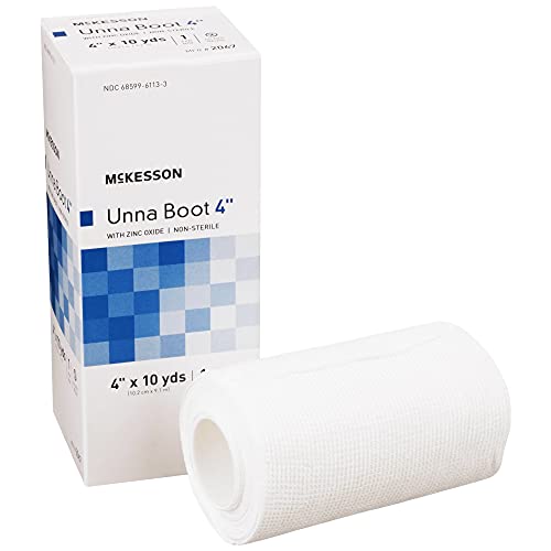 McKesson Unna Boot with Zinc Oxide, Non-Sterile, 4 in x 10 yd, 1 Roll, 12 Packs, 12 Total