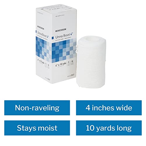 McKesson Unna Boot with Zinc Oxide, Non-Sterile, 4 in x 10 yd, 1 Roll, 12 Packs, 12 Total