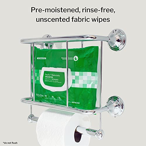 McKesson StayDry Washcloths, Disposable - for All-Over Body Use, Pre-Moistened with Aloe and Vitamin E - Unscented, 7 1/2 in x 12 1/2 in, 50 Wipes, 12 Packs, 600 Total