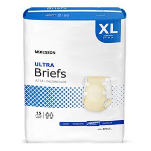 mckesson ultra briefs, incontinence, heavy absorbency, xl, 15 count, 4 packs, 60 total