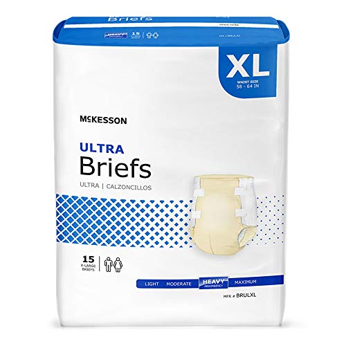 McKesson Ultra Briefs, Incontinence, Heavy Absorbency, XL, 15 Count, 4 Packs, 60 Total