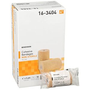 mckesson elastic cohesive bandages, beige, non-sterile, 4 in x 5 yds, 1 count, 18 packs, 18 total