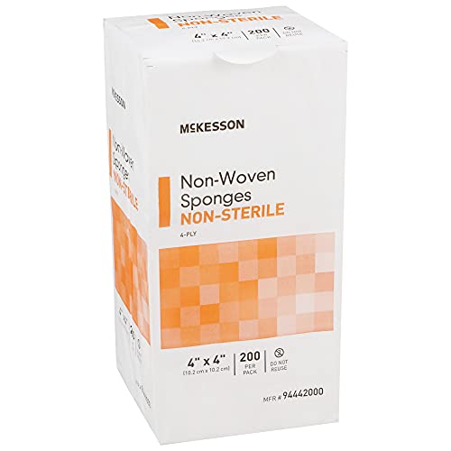 McKesson Non-Woven Sponges, Non-Sterile, 4-Ply, Polyester/Rayon, 4 in x 4 in, 200 Per Pack, 1 Pack