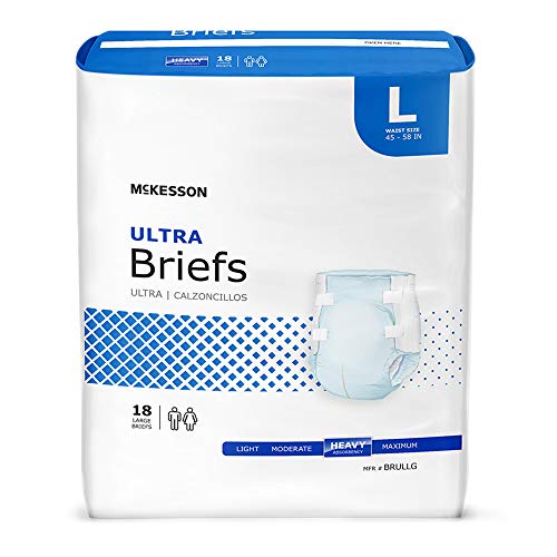 McKesson Ultra Briefs, Incontinence, Heavy Absorbency, Large, 18 Count, 4 Packs, 72 Total