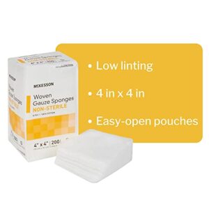 McKesson Woven Gauze Sponges, Non-Sterile, 8-Ply, 100% Cotton, 4 in x 4 in, 200 Per Pack, 1 Pack