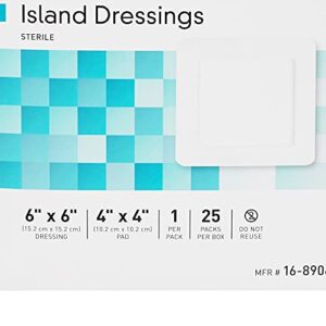 McKesson Island Dressings, Sterile, Dimension 6 in x 6 in, Pad 4 in x 4 in, 25 Count, 1 Pack