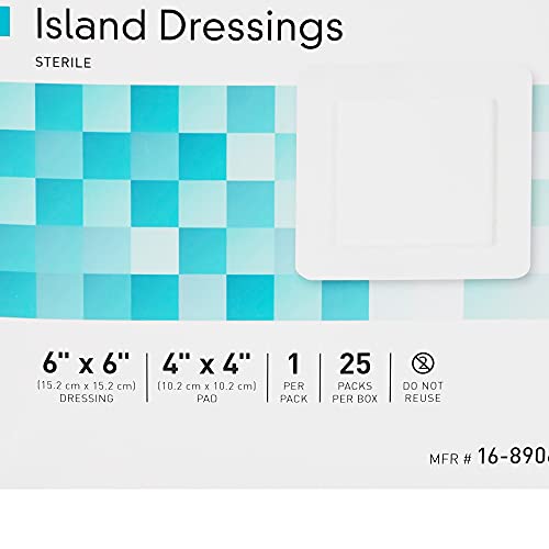 McKesson Island Dressings, Sterile, Dimension 6 in x 6 in, Pad 4 in x 4 in, 25 Count, 1 Pack