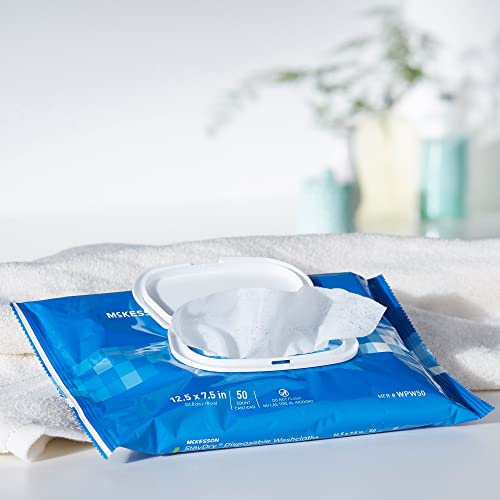 McKesson StayDry Disposable Wipes or Washcloths for Adults with Aloe, Incontinence, Alcohol-Free, Not-Flushable, 50 Wipes, 1 Pack
