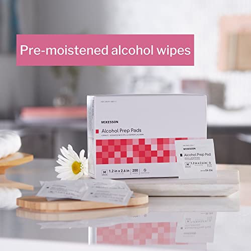 McKesson Alcohol Prep Pads, Sterile, Individual Packet, Medium, 200 Count, 1 Pack