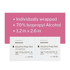 McKesson Alcohol Prep Pads, Sterile, Individual Packet, Medium, 200 Count, 1 Pack