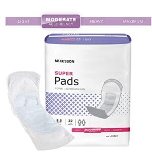 McKesson Super Pads for Women, Incontinence, Moderate Absorbency, 8 1/2 in, 22 Count, 1 Pack