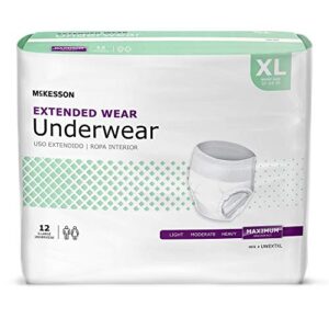 mckesson extended wear underwear, incontinence, maximum absorbency, xl, 48 count