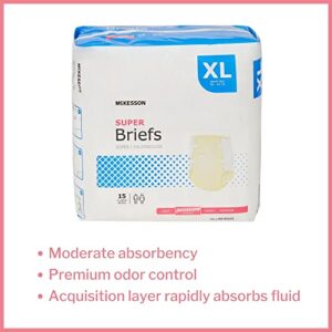 McKesson Super Briefs, Incontinence, Moderate Absorbency, XL, 15 Count, 4 Packs, 60 Total