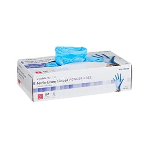 mckesson confiderm 3.8c nitrile exam gloves, non-sterile, powder-free, blue, large, 100 count, 1 box