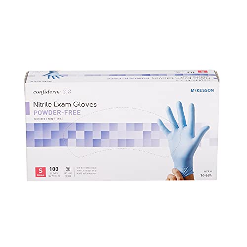 McKesson Confiderm 3.8C Nitrile Exam Gloves, Non-Sterile, Powder-Free, Blue, Large, 100 Count, 1 Box