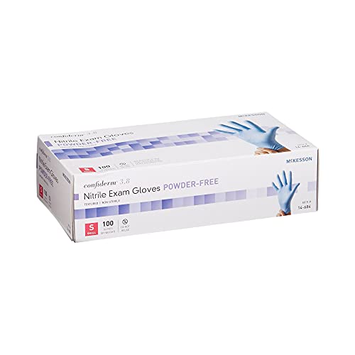 McKesson Confiderm 3.8C Nitrile Exam Gloves, Non-Sterile, Powder-Free, Blue, Large, 100 Count, 1 Box