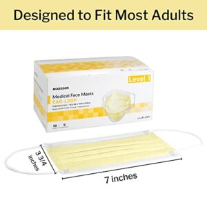 McKesson Medical Face Masks, Level 1 - Pleated with Ear Loops, Non-Sterile, Yellow - One Size Fits Most Adults, 7 in x 3.75 in, 50 Count, 1 Pack