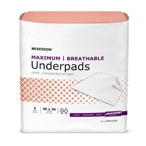 mckesson maximum breathable underpads, incontinence, maximum absorbency, 30 in x 36 in, 70 count
