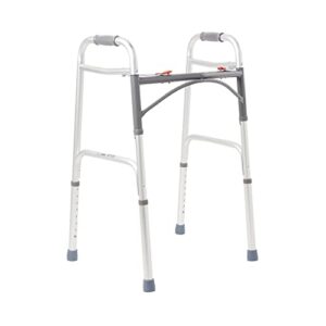 mckesson folding walker with rubber tips – adjustable height, lightweight mobility aid, 350 lb weight limit, 1 count