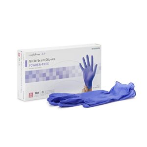 mckesson confiderm 3.0 nitrile exam gloves – powder-free, latex-free, ambidextrous, textured fingertips, non-sterile – dark blue, size small, 100 count, 1 box