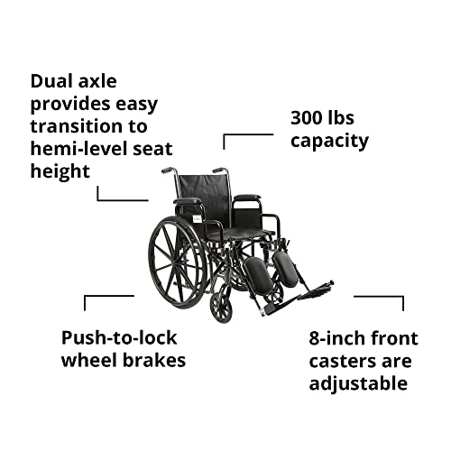 McKesson Wheelchair, Elevating Swing Away Foot Leg Rest, Desk Length Arms, 18 in Seat, 300 lbs Weight Capacity, 1 Count