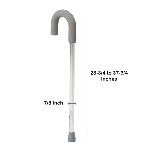 McKesson Walking Cane with Foam Round Handle, Aluminum, Adjustable Height 28 3/4 in to 37 3/4 in, 1 Count