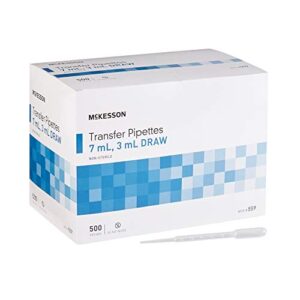 mckesson transfer pipette, non-sterile, 7 ml capacity 0.5 ml to 3 ml graduation increments, 500 count, 10 packs, 5000 total