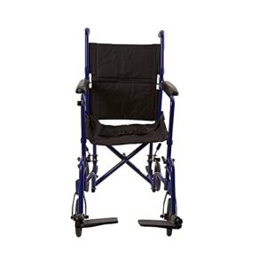mckesson transport wheelchair, lightweight, aluminum, blue finish, 300 lbs weight capacity, 1 count