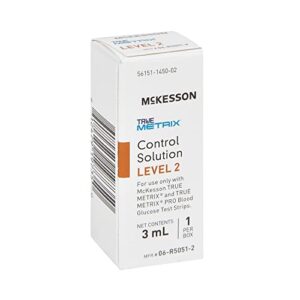 McKesson True METRIX Blood Glucose Testing Control Solution, Level 2, 3 mL Vial, 1 Count