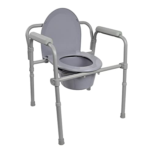 McKesson Folding Bariatric Commode Chair with 7.5 qt Bucket, 350 lbs Weight Capacity, 13 1/2 in Seat Width, 1 Count