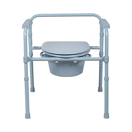 McKesson Folding Bariatric Commode Chair with 7.5 qt Bucket, 350 lbs Weight Capacity, 13 1/2 in Seat Width, 1 Count