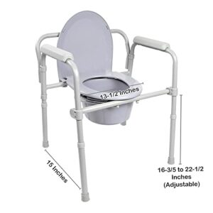 McKesson Folding Bariatric Commode Chair with 7.5 qt Bucket, 350 lbs Weight Capacity, 13 1/2 in Seat Width, 1 Count