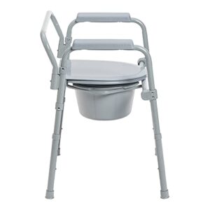 McKesson Folding Bariatric Commode Chair with 7.5 qt Bucket, 350 lbs Weight Capacity, 13 1/2 in Seat Width, 1 Count