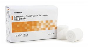 mckesson 16-011 conforming stretch gauze bandage, non-sterile, self-adhesive, 2″ w x 4.1yd. l, 2″ width, 147.6″ length (pack of 96)
